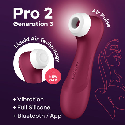 Satisfyer Pro 2 Generation 3 with App Control - Wine Red Clitoral Stimulator