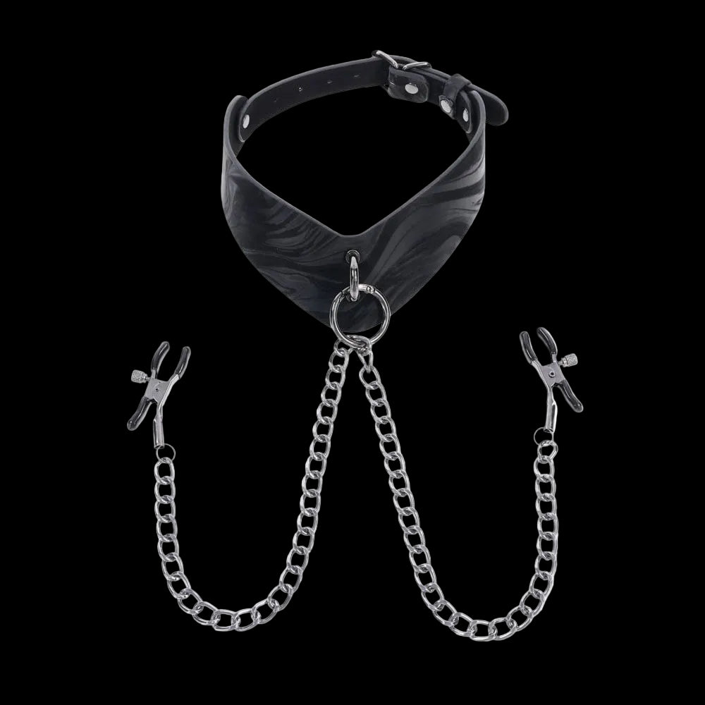 SPORTSHEETS Velvet Noir Collar & Nipple Restraints