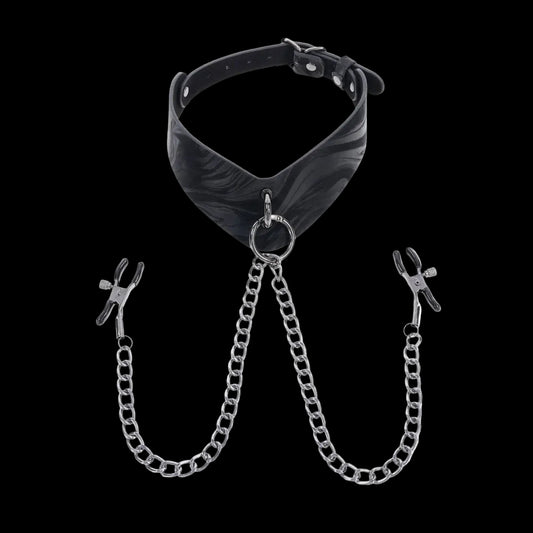SPORTSHEETS Velvet Noir Collar & Nipple Restraints