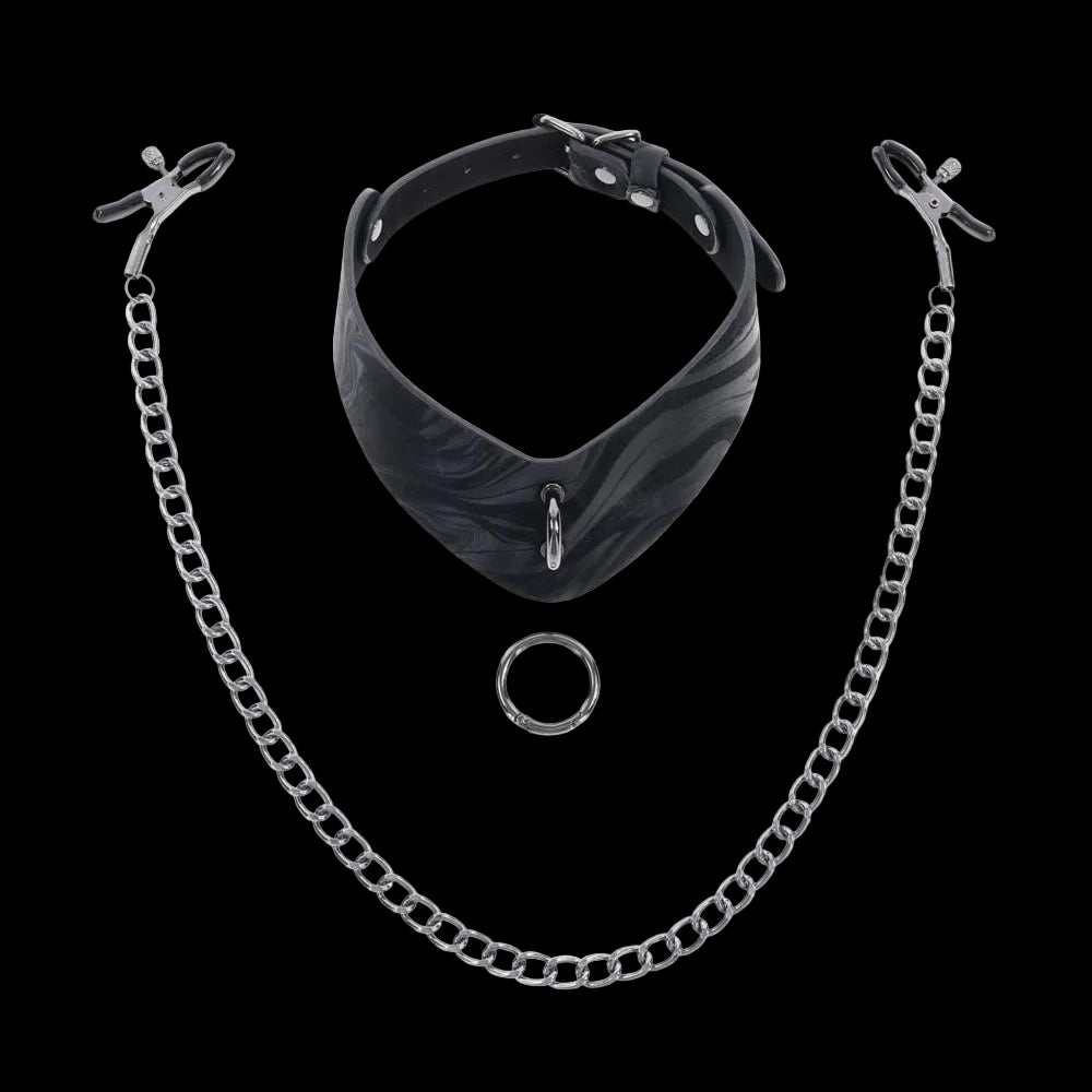 SPORTSHEETS Velvet Noir Collar & Nipple Restraints