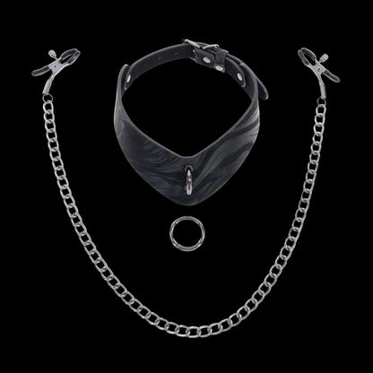 SPORTSHEETS Velvet Noir Collar & Nipple Restraints