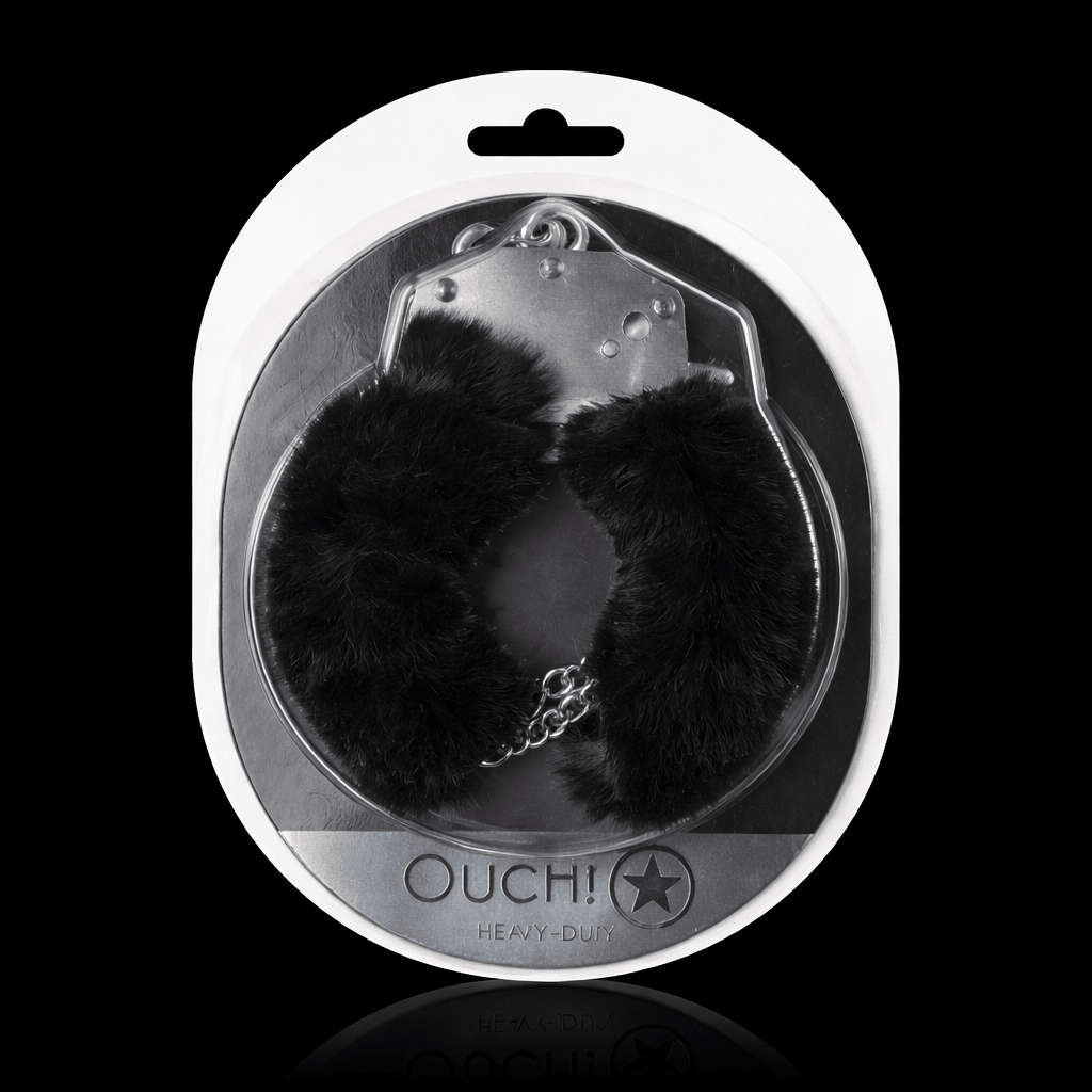 OUCH! Heavy - Duty Fluffy Cuffs - Black - Dusk and Desire
